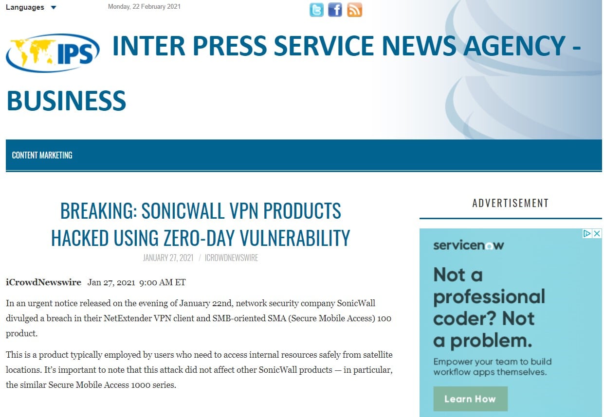 BREAKING: SONICWALL VPN PRODUCTS HACKED USING ZERO-DAY VULNERABILITY