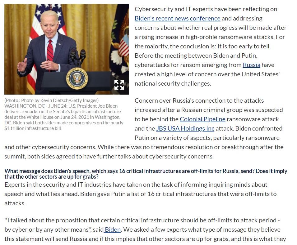 Cybersecurity and IT Experts Discuss The Cybersecurity Aspects of President Biden’s Speech